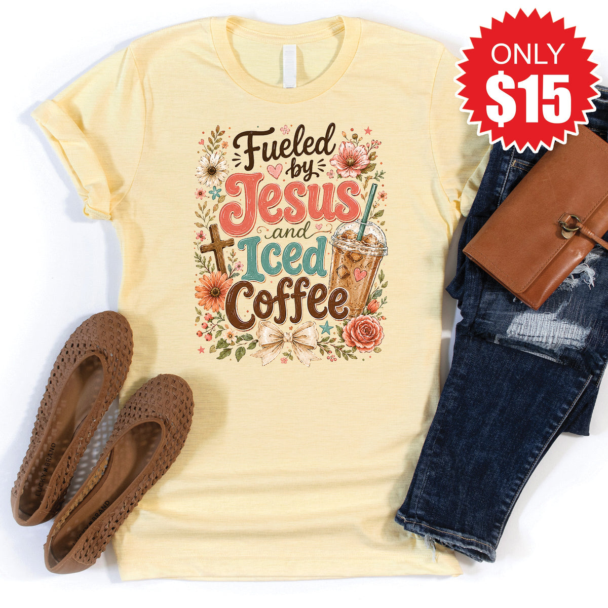 Fueled by Jesus Tee - Heather French Vanilla - 15