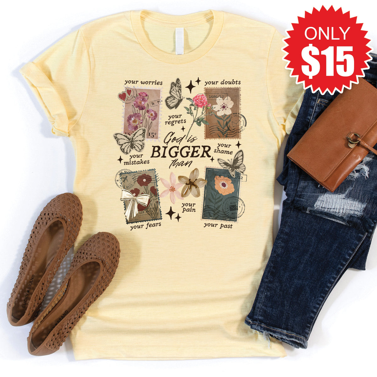 God Is Bigger Tee - Heather French Vanilla - 15