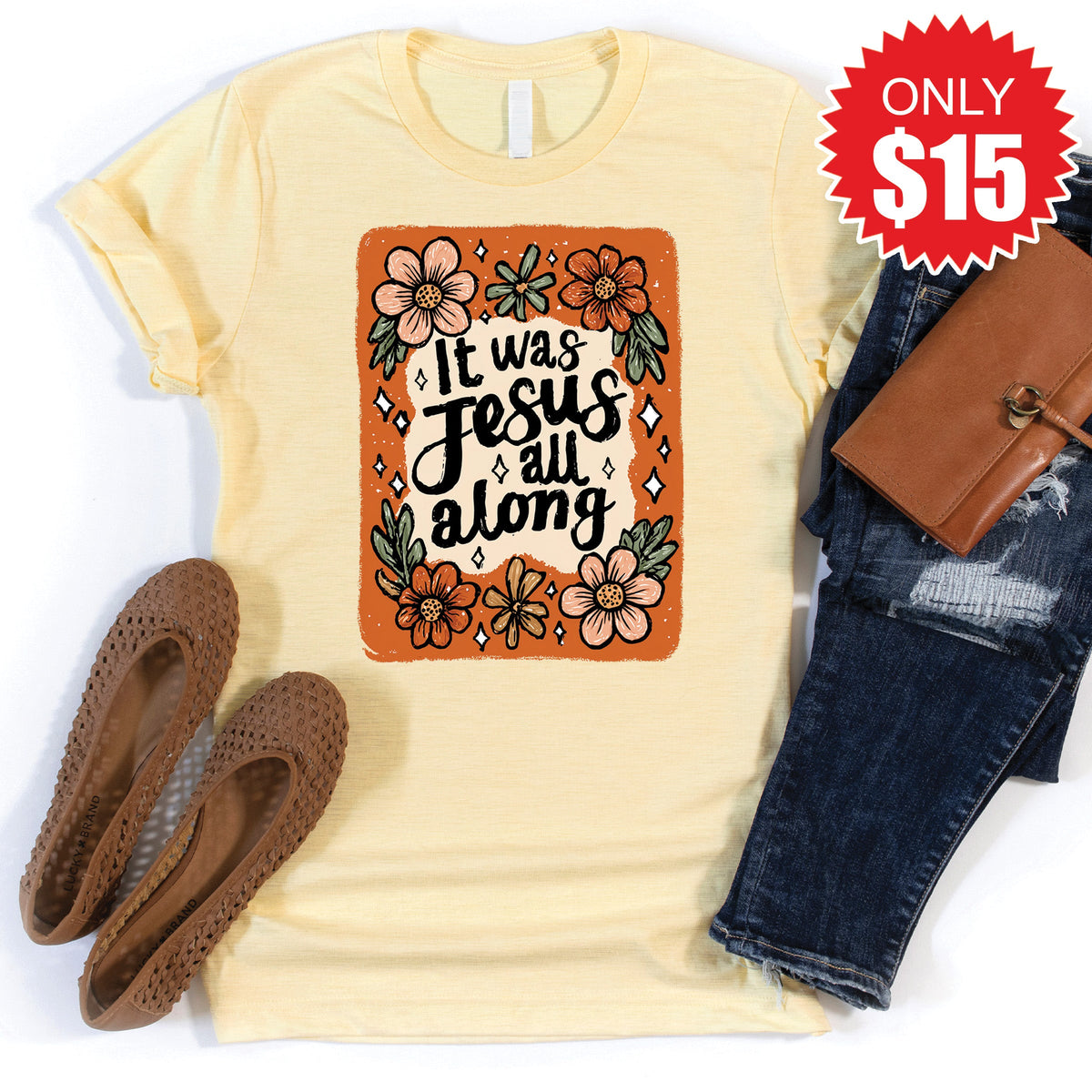 It Was Jesus All Along Tee - Heather French Vanilla - 15