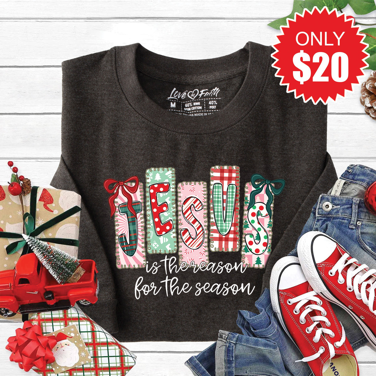 Jesus Is The Reason Sweatshirt - Heather Charcoal - 20