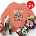 All is Calm Cow Long Sleeve - Heather Terracotta - 17 product image 1