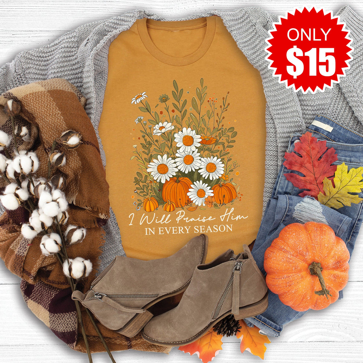 I Will Praise You Tee - Heather Toast - 15 product image 1