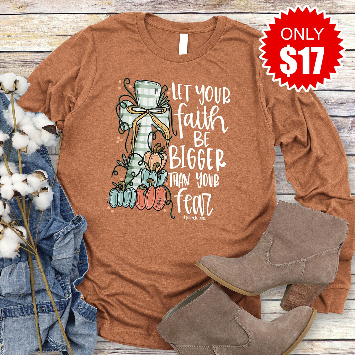 Faith over Fear Long Sleeve - Heather Autumn - 17 product image 1