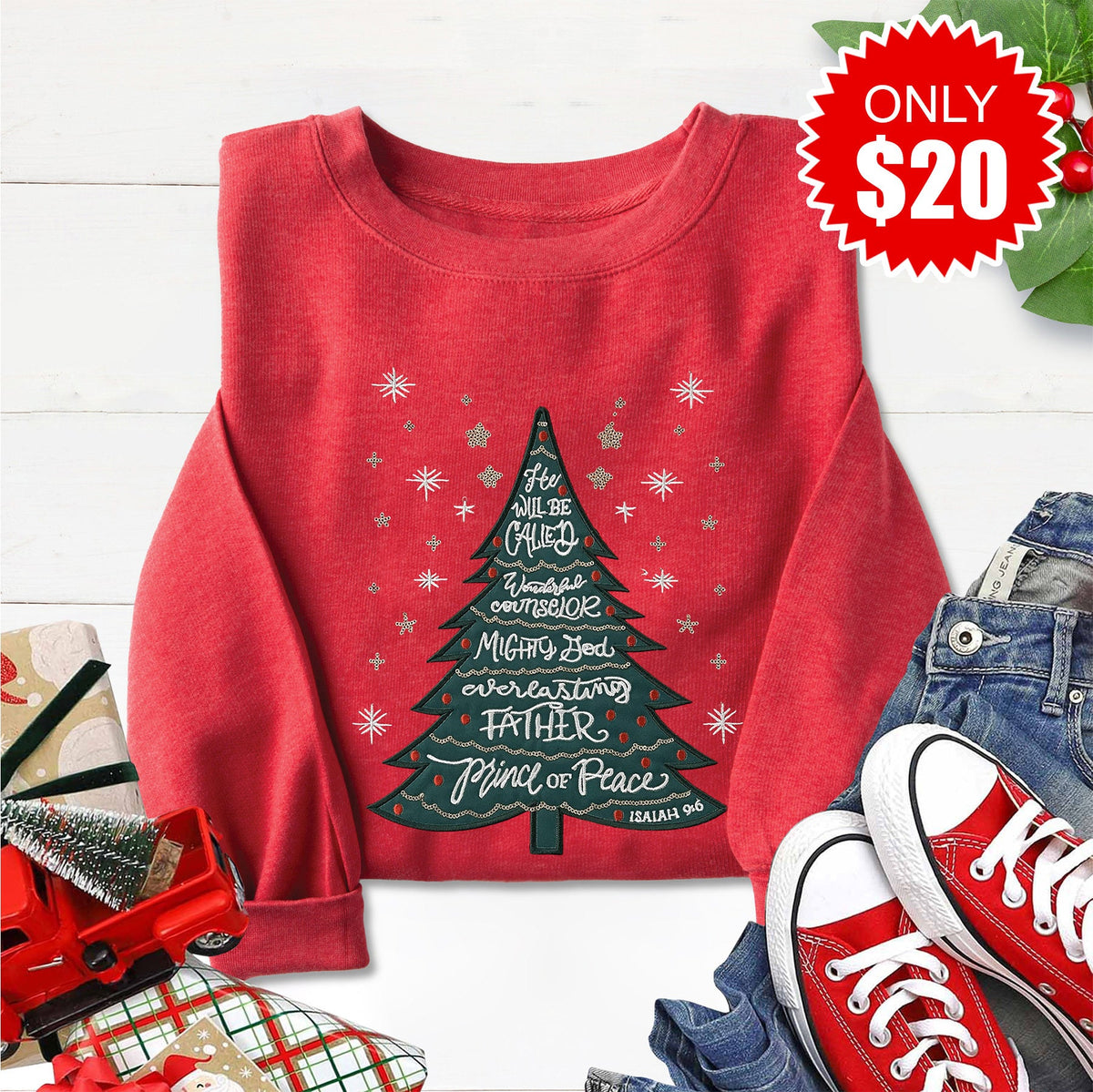 Isaiah 9:6 Embellished Crewneck Sweatshirt - Heather product image 1