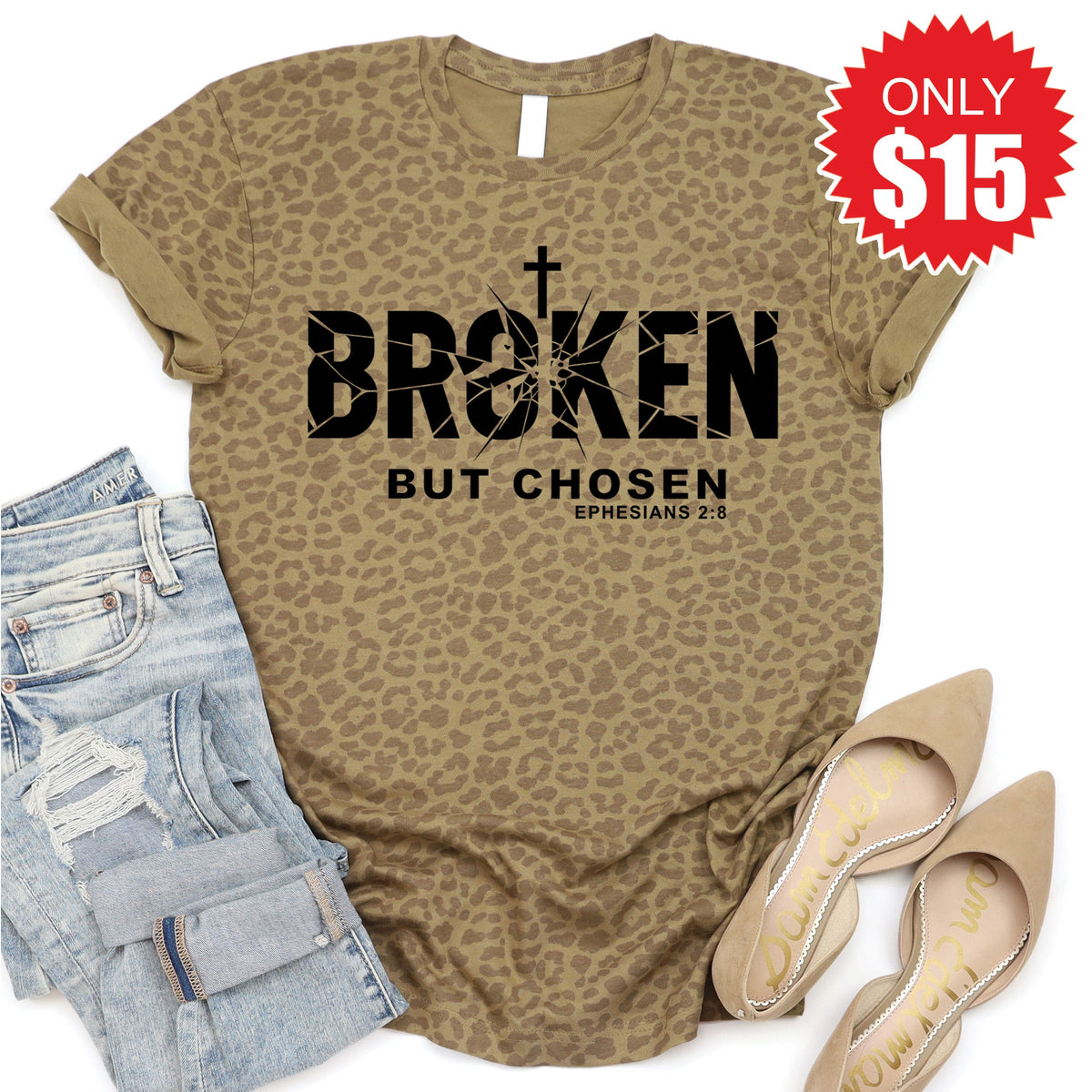 Broken But Chosen Tee - Brown Leopard - 15 product image 1