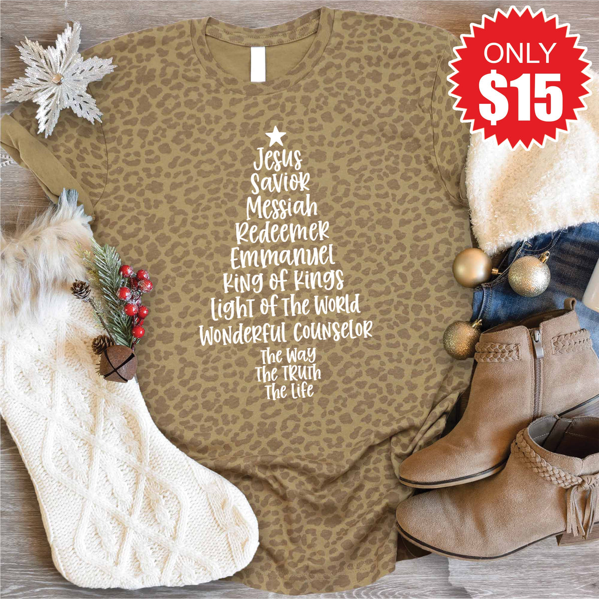 Jesus Tree Tee - Brown Leopard - 15 product image 1
