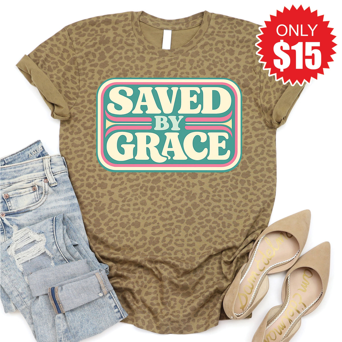 Saved By Grace Tee - Brown Leopard - 15 product image 1