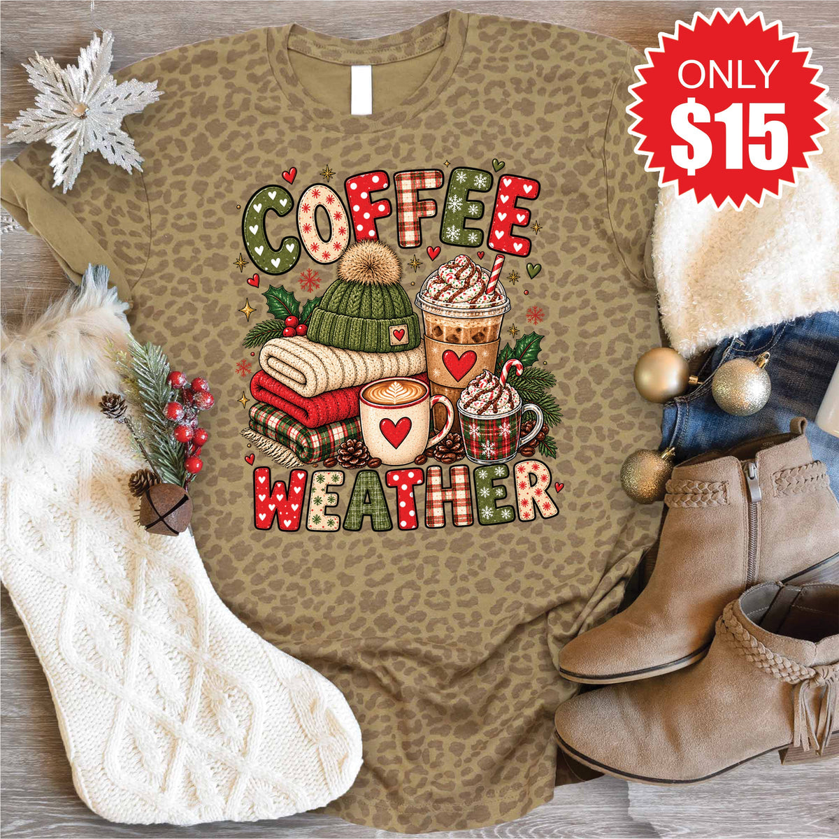 Coffee Weather Tee - Brown Leopard - 15 product image 1