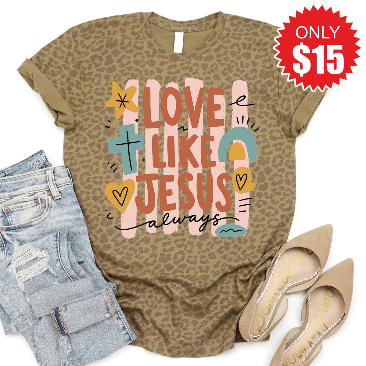 Love Like Jesus Tee - Brown Leopard - 15 product image 1