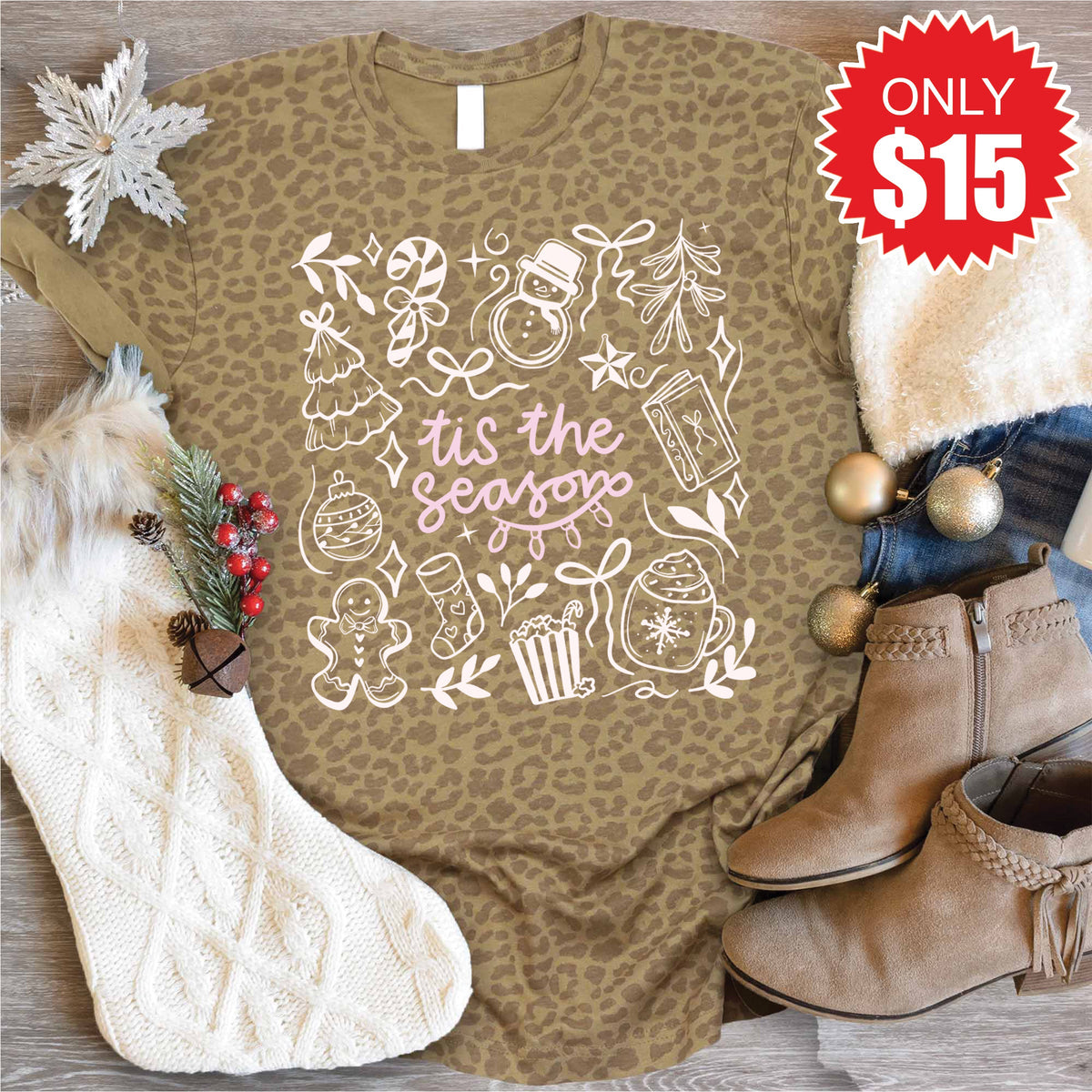 Tis The Season Tee - Brown Leopard - 15 product image 1