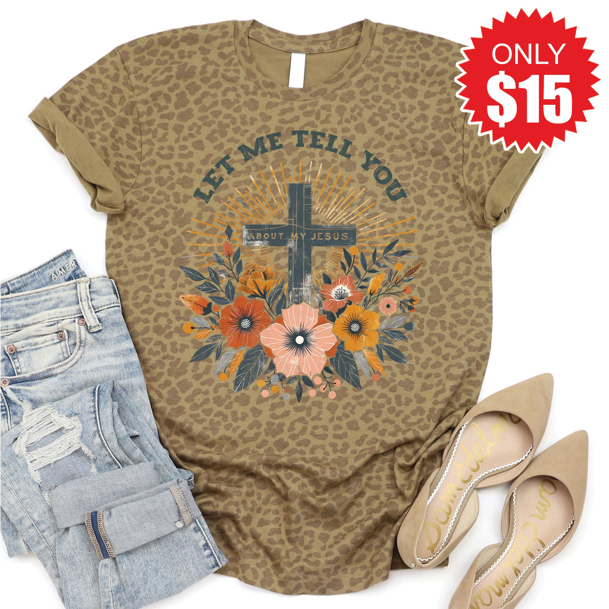 About My Jesus Tee - Brown Leopard - 15 product image 1