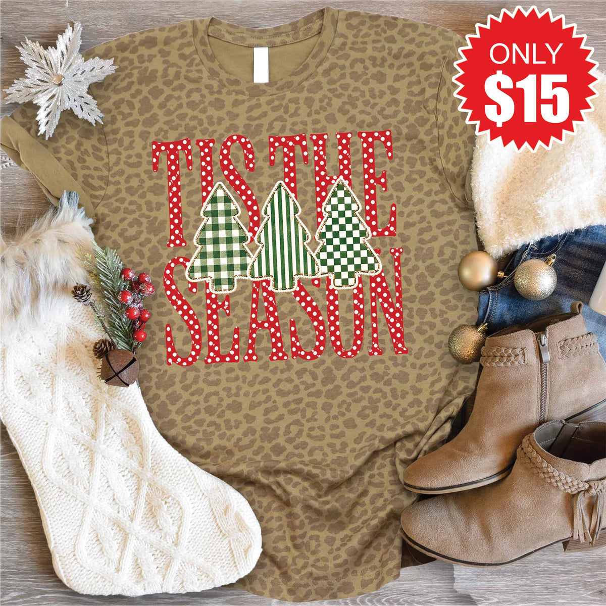 Tis The Season Tee - Brown Leopard - 15 product image 1