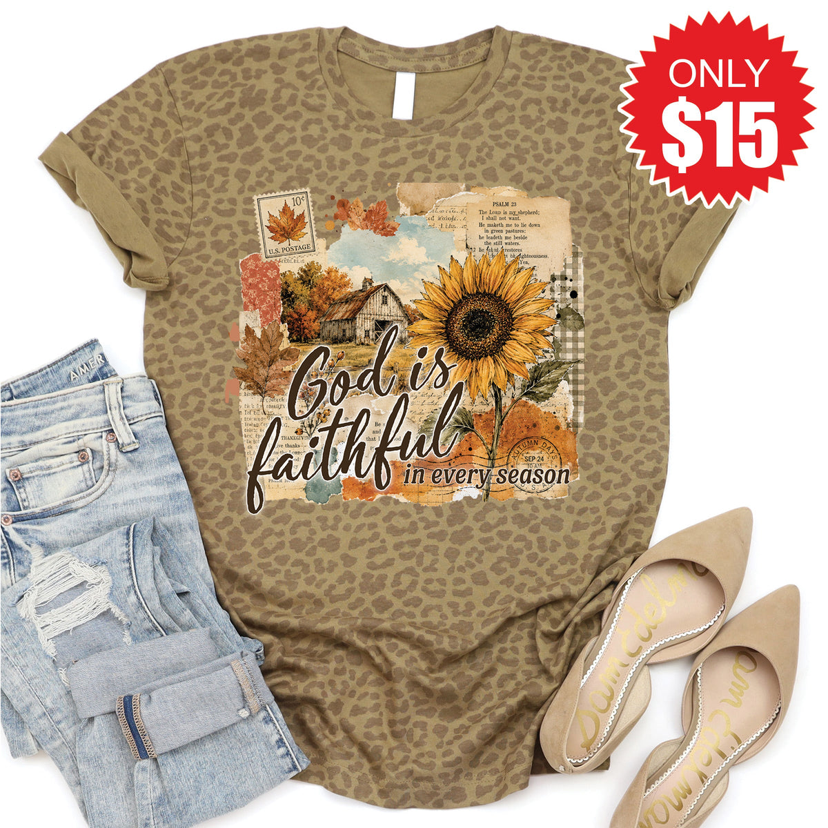 God is Faithful Tee - Brown Leopard - 15 product image 1