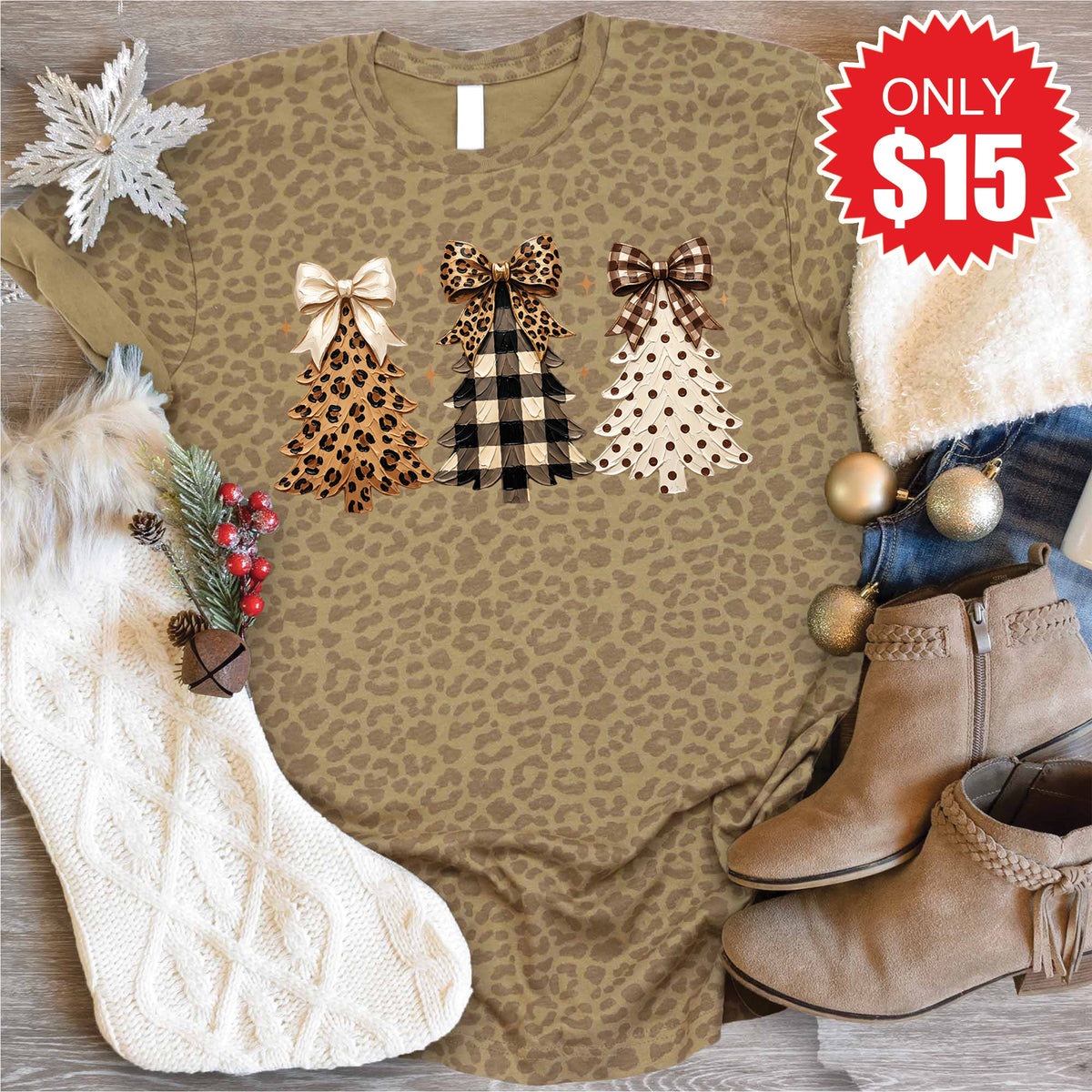 Christmas Leopard Tee - Brown - 15 product image 1