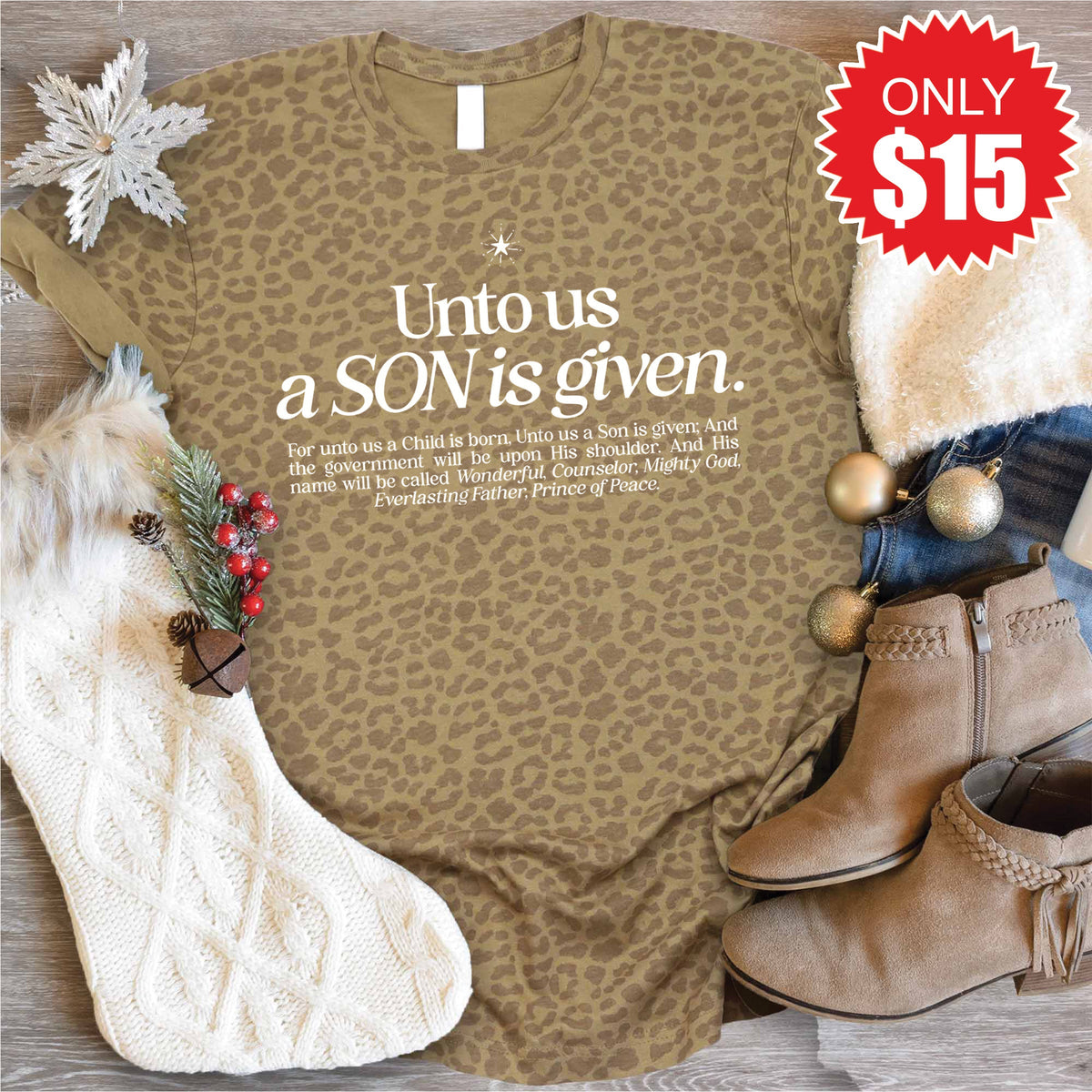 A Son Is Given Tee - Brown Leopard - 15 product image 1