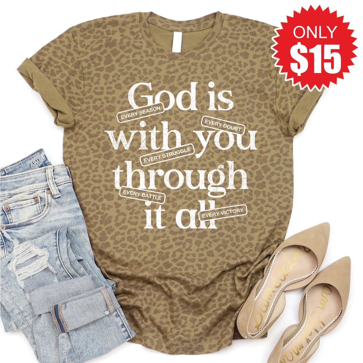 God Is With You Tee - Brown Leopard - 15 product image 1