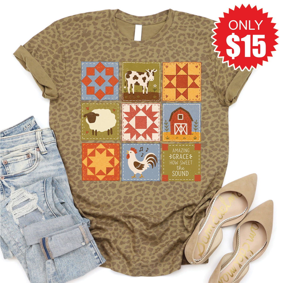 Amazing Grace Blocks Tee - Brown Leopard - 15 product image 1