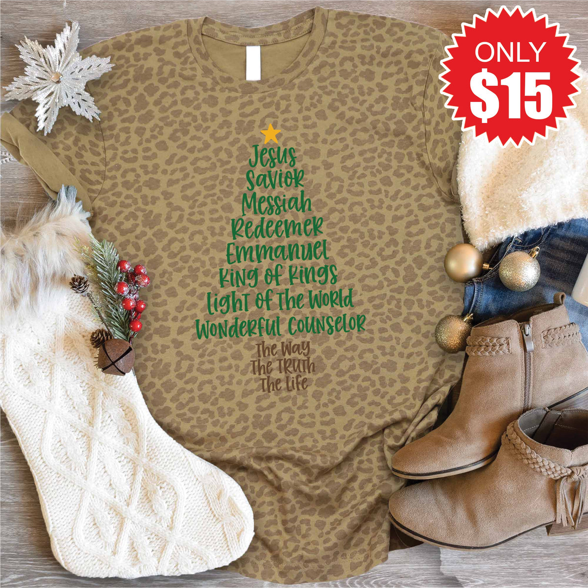 Jesus Tree Tee - Brown Leopard - 15 product image 1