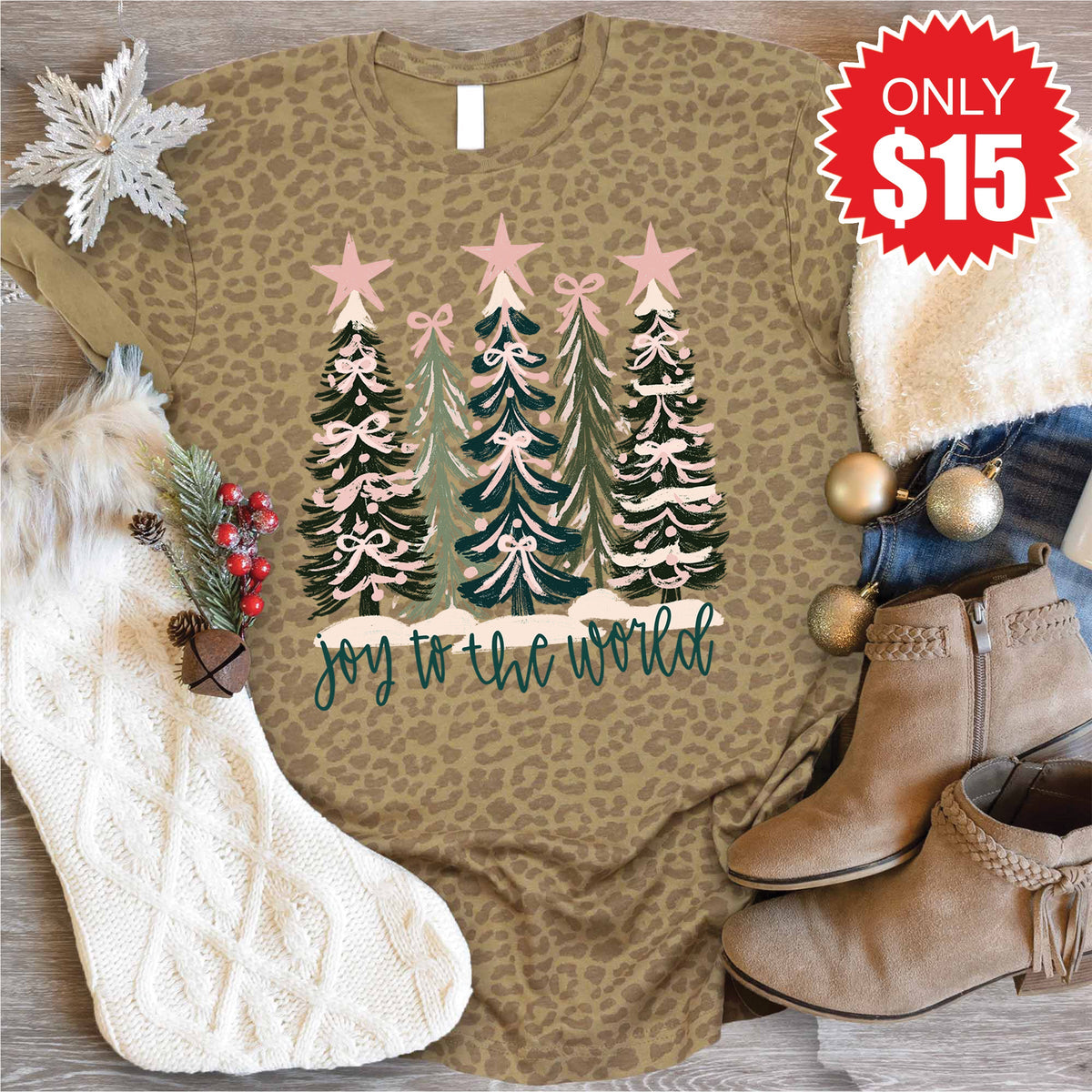 Joy to the World Tee - Brown Leopard - 15 product image 1