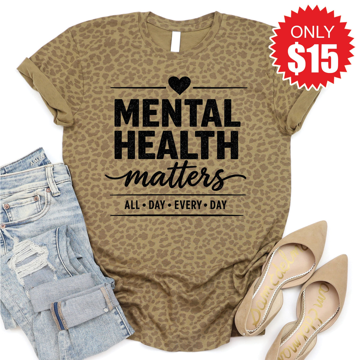 Mental Health Matters Tee - Brown Leopard - 15 product image 1