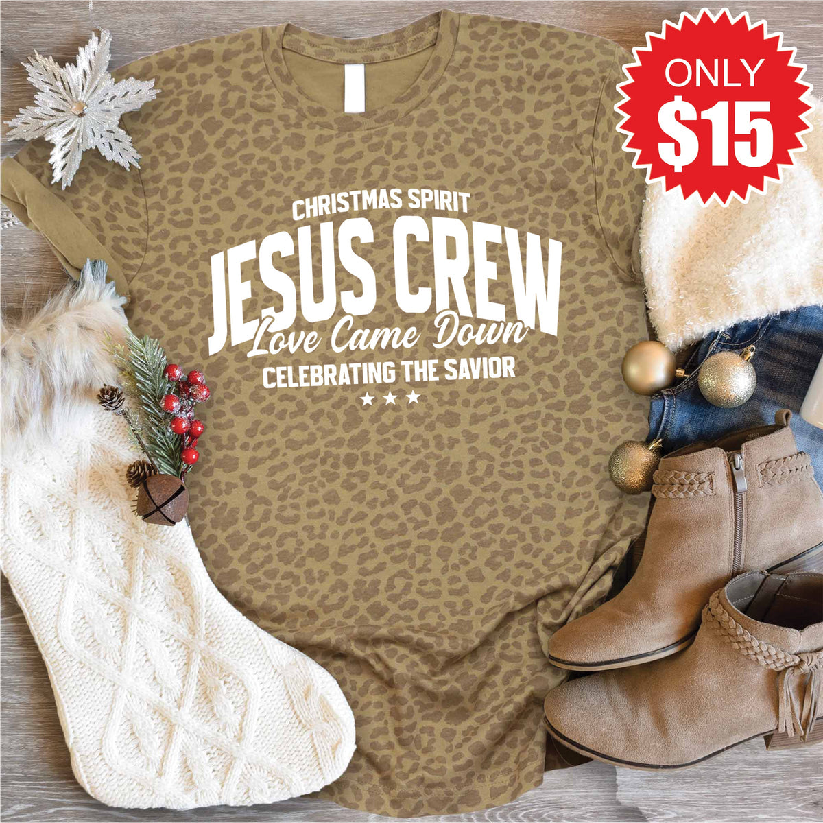 Jesus Crew Tee - Brown Leopard - 15 product image 1