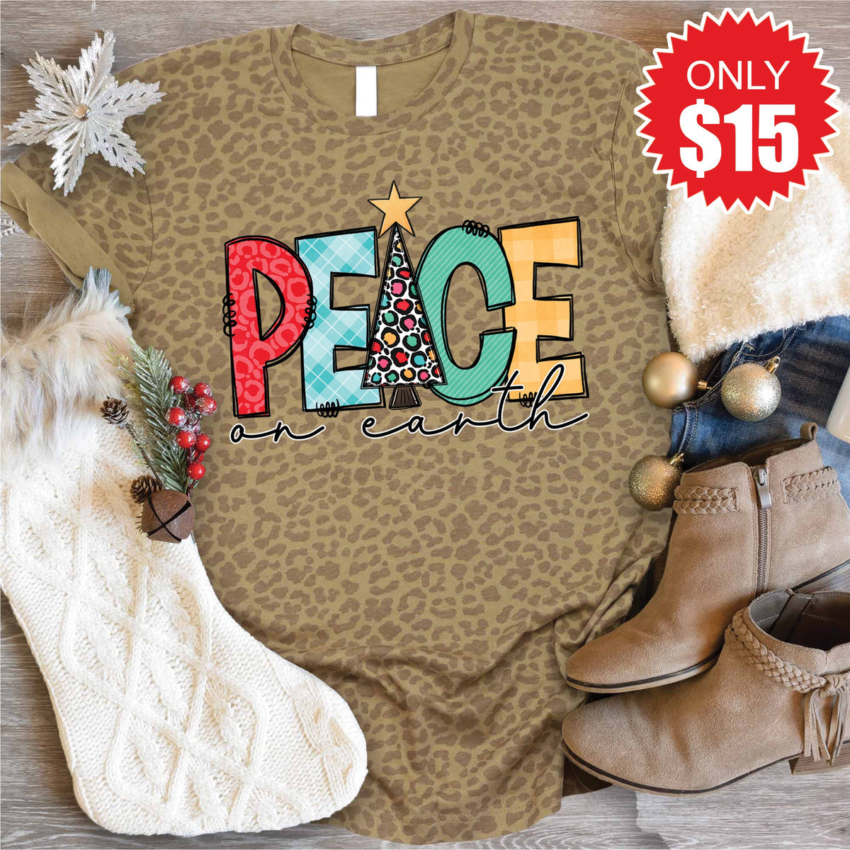 Peace On Earth Tee - Brown Leopard - 15 product image 1