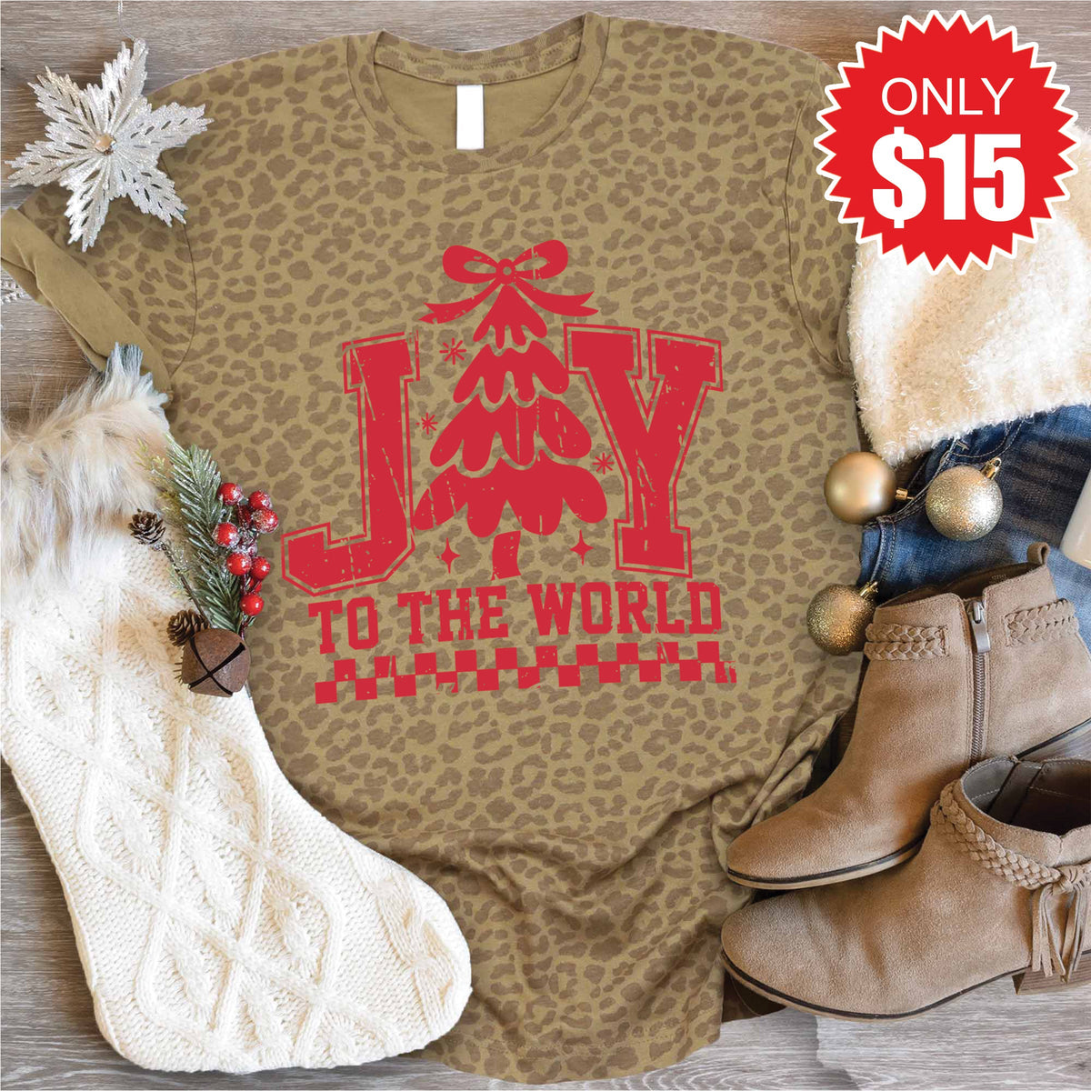 Joy To The World Tee - Brown Leopard - 15 product image 1