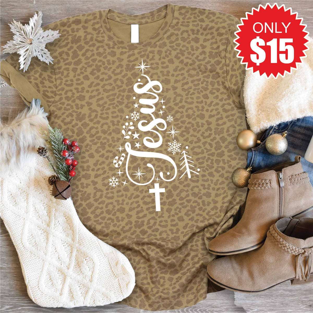 Jesus Tee - Brown Leopard - 15 product image 1