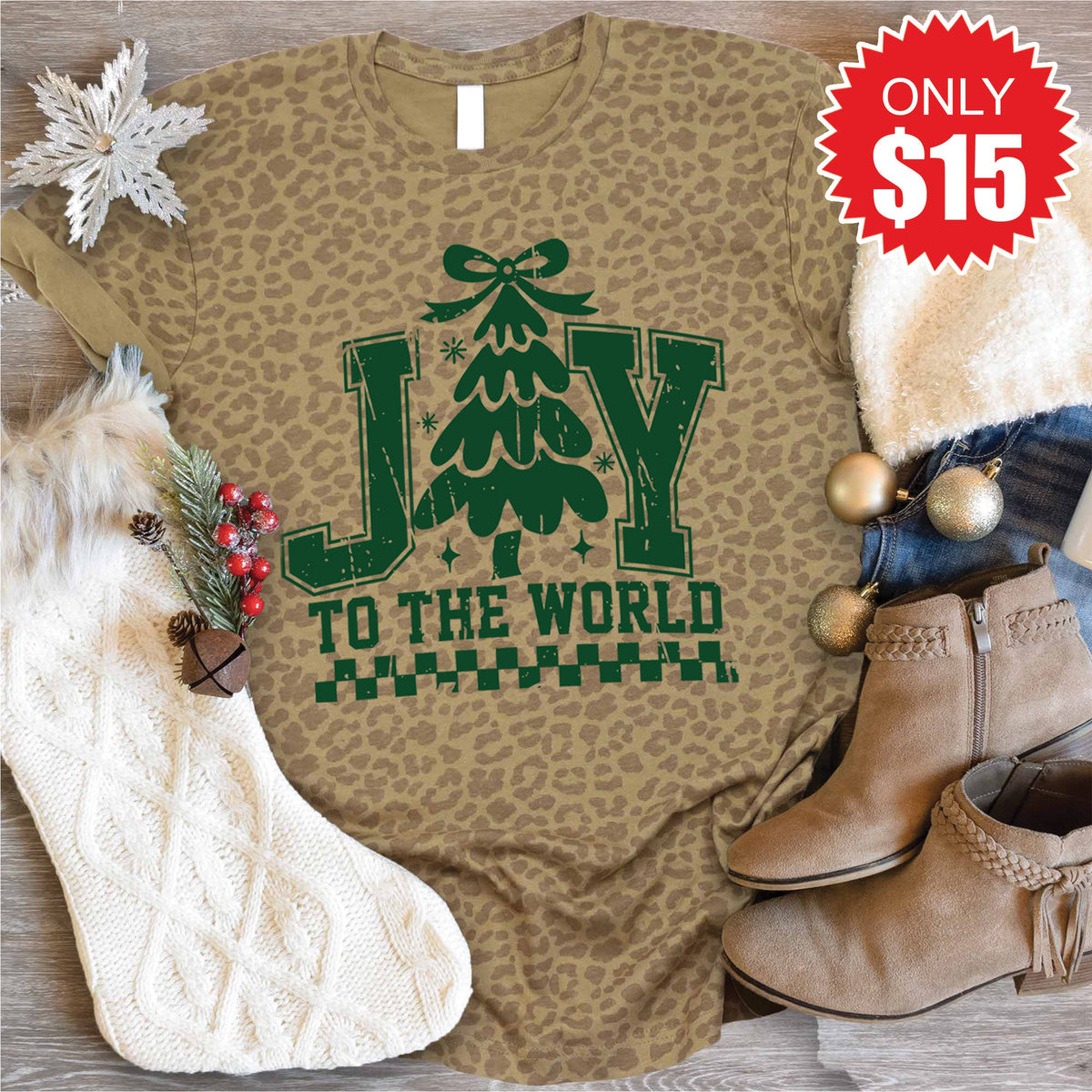 Joy To The World Tee - Brown Leopard - 15 product image 1