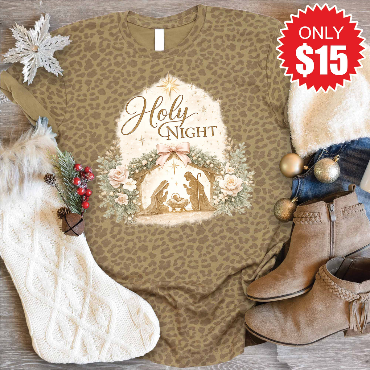Holy Night Tee - Brown Leopard - 15 product image 1