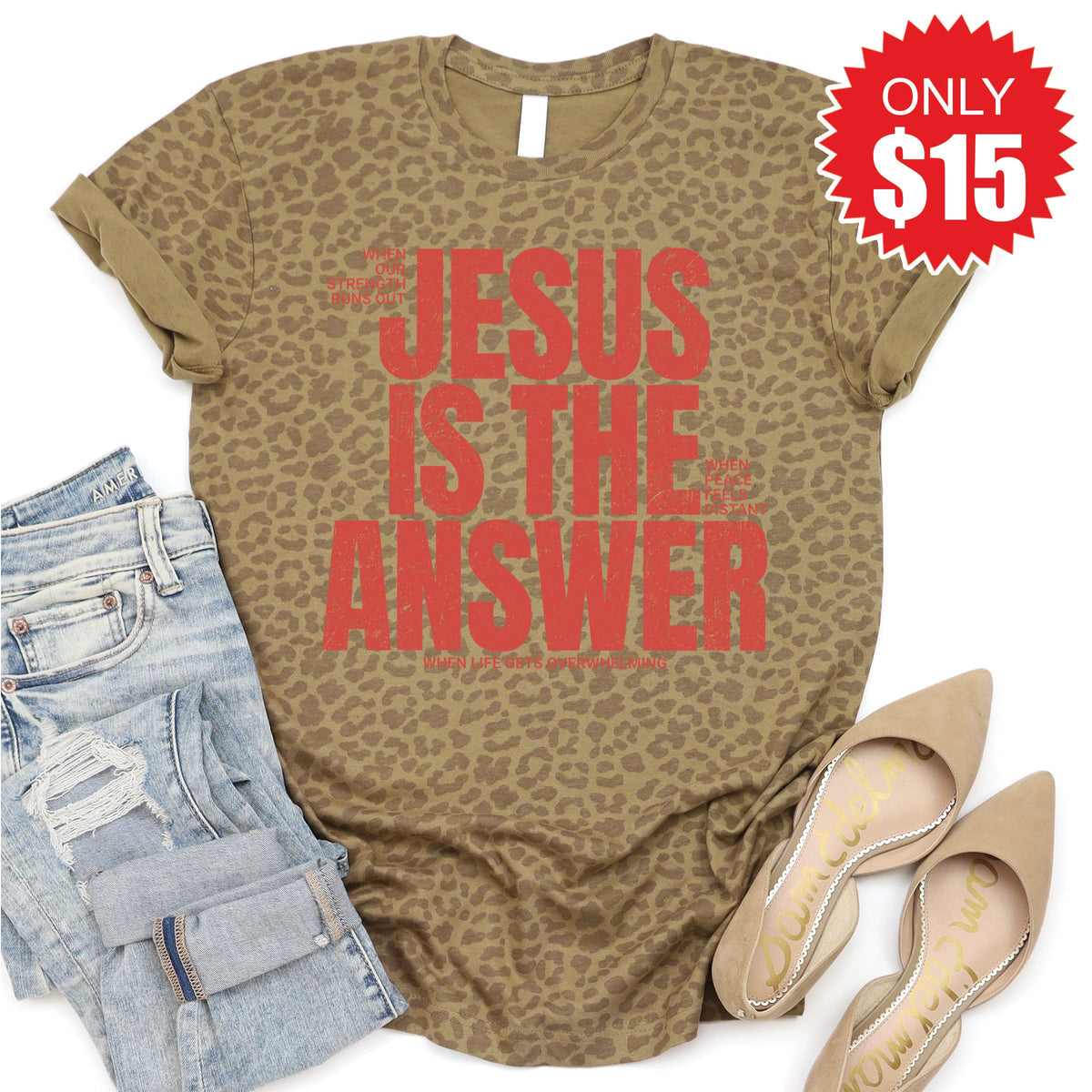 Jesus Is The Answer Tee - Brown Leopard - 15 product image 1