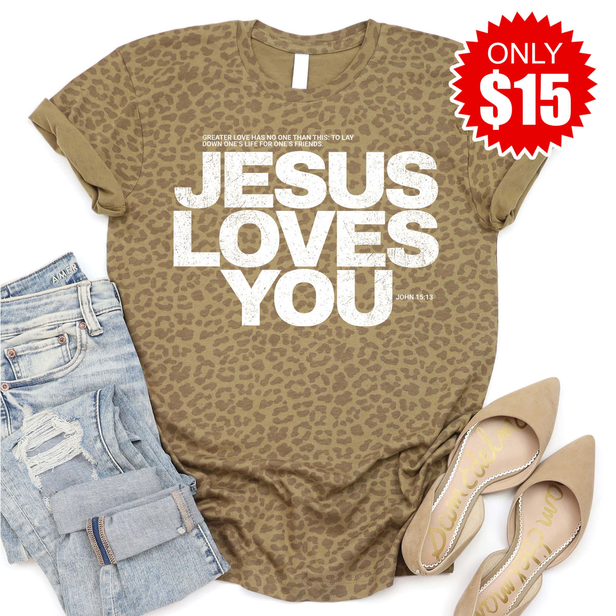 Jesus Loves You Tee - Brown Leopard - 15 product image 1
