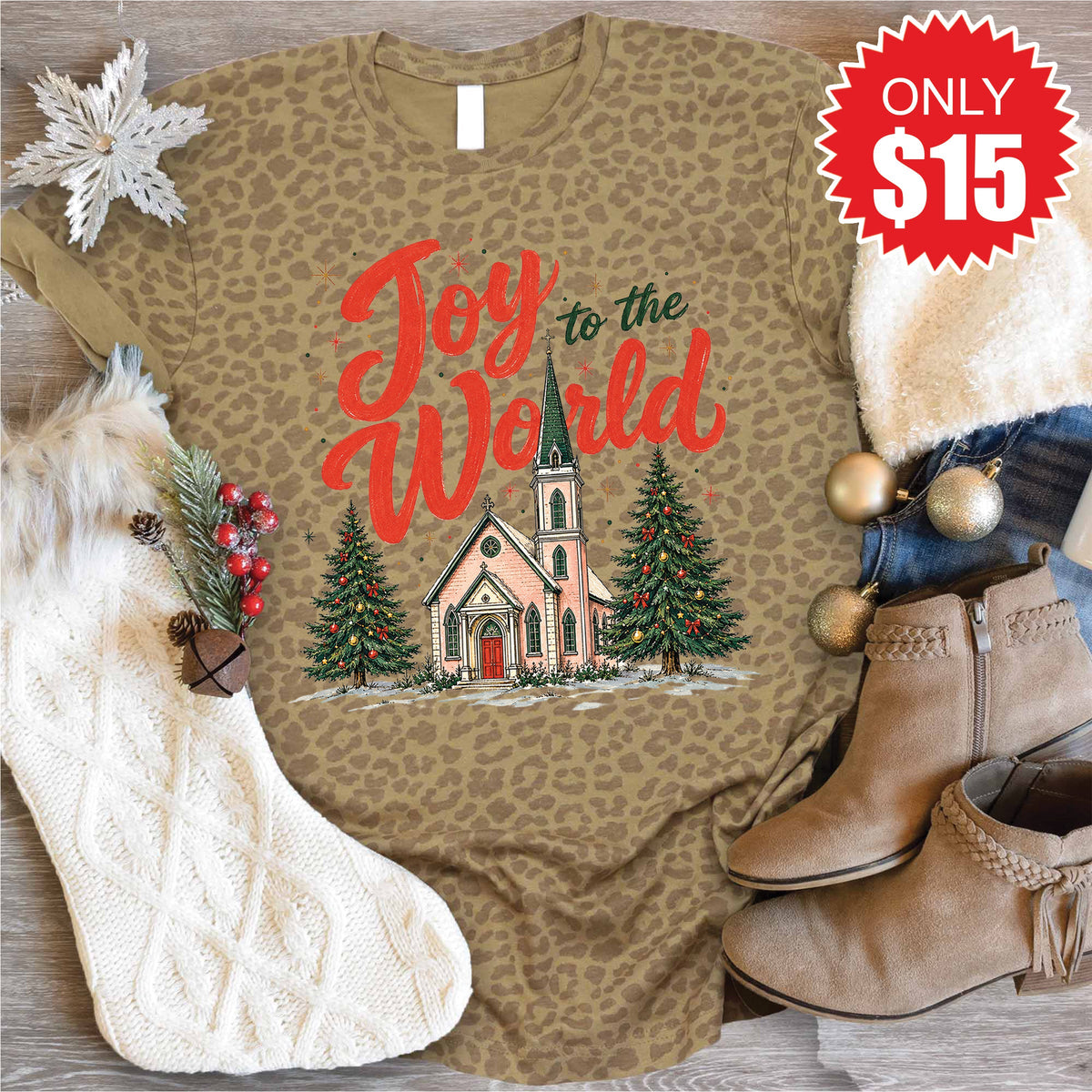 Joy To The World Tee - Brown Leopard - 15 product image 1