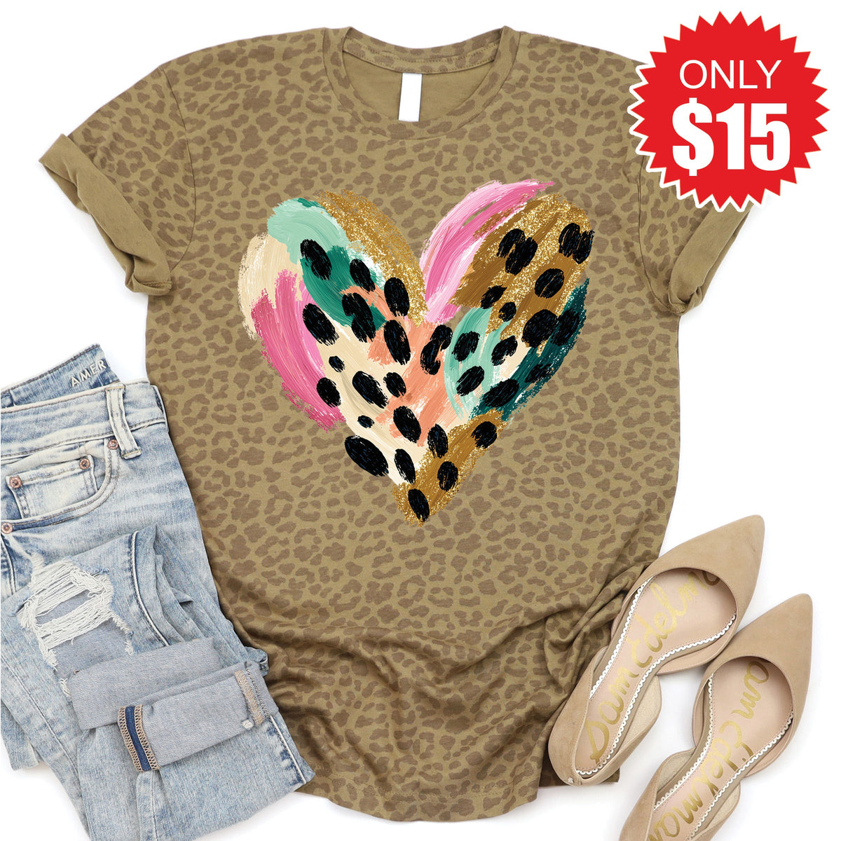 Leopard Heart Tee - Brown - 15 product image 1