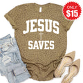 Jesus Saves Tee - Brown Leopard - 15 product image 1