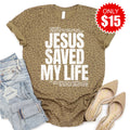 Jesus Saved My Life Tee - Brown Leopard - 15 product image 1
