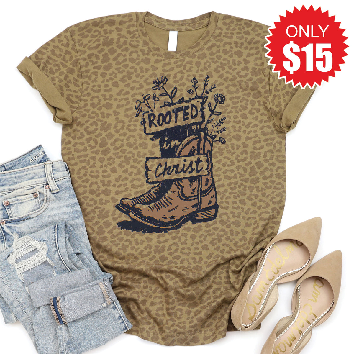 Rooted In Christ Tee - Brown Leopard - 15 product image 1