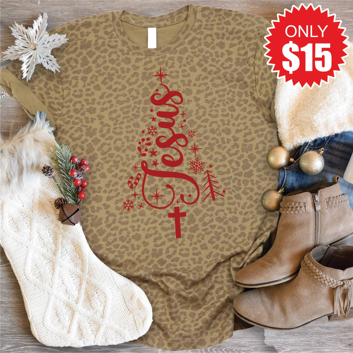 Jesus Tee - Brown Leopard - 15 product image 1