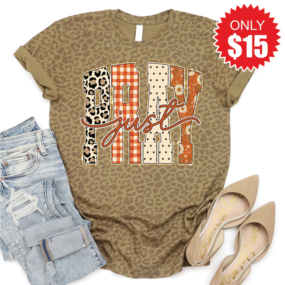 Just Pray Tee - Brown Leopard - 15 product image 1