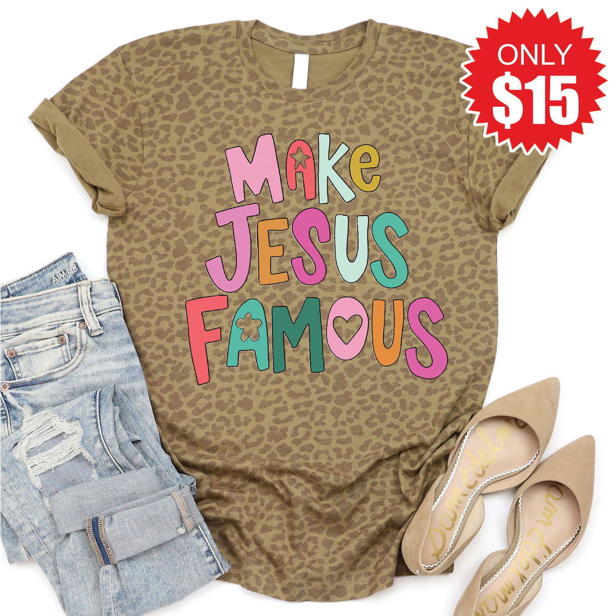 Make Jesus Famous Tee - Brown Leopard - 15 product image 1