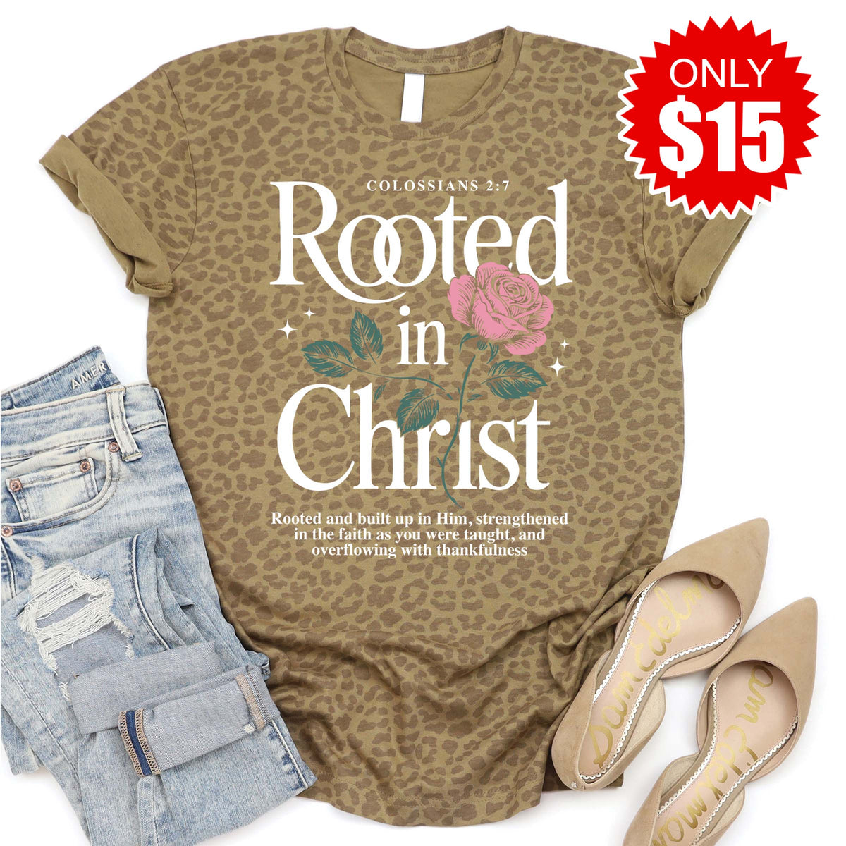 Rooted In Christ Tee - Brown Leopard - 15 product image 1