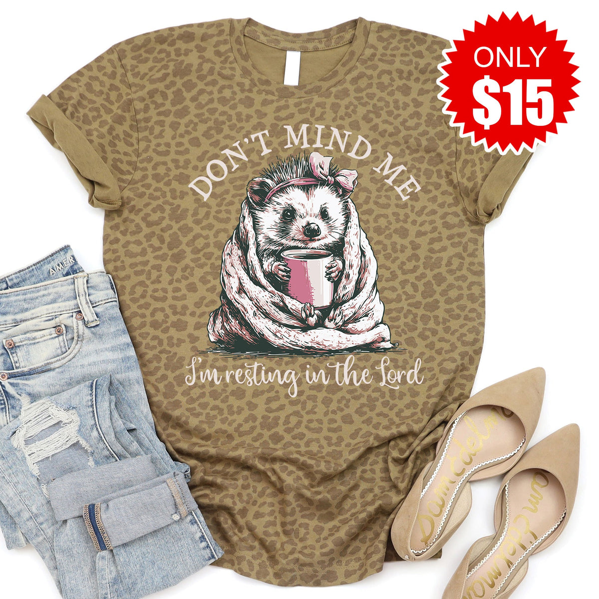 Resting in the Lord Tee - Brown Leopard - 15 product image 1