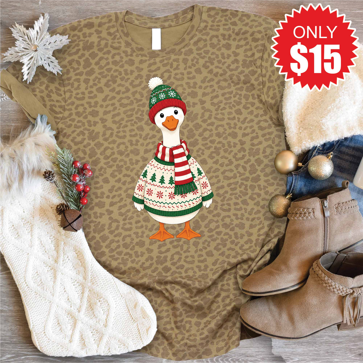 Christmas Goose Tee - Brown Leopard - 15 product image 1