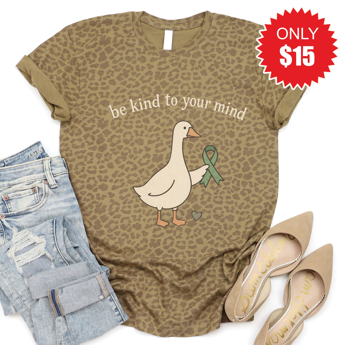 Be Kind To Your Mind Tee - Brown Leopard - 15 product image 1