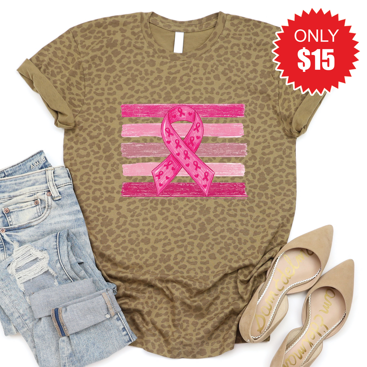 Pink Ribbon Tee - Brown Leopard - 15 product image 1