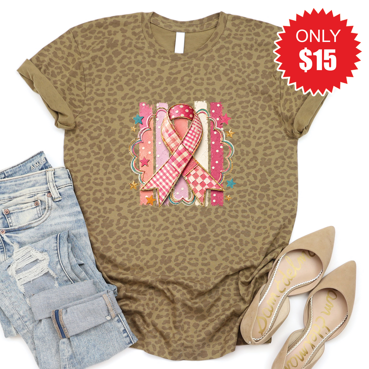Pink Ribbon Tee - Brown Leopard - 15 product image 1
