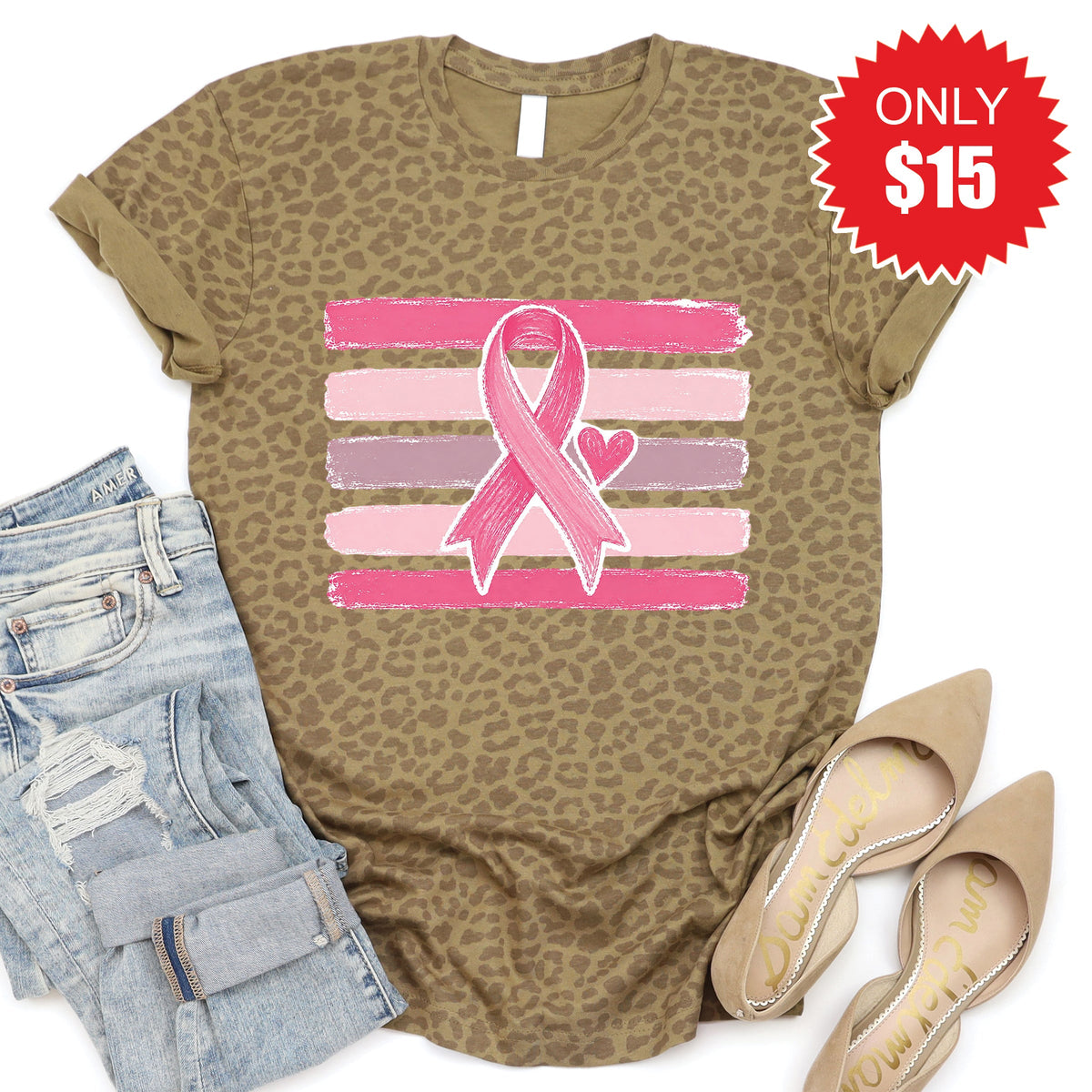 Pink Ribbon Tee - Brown Leopard - 15 product image 1
