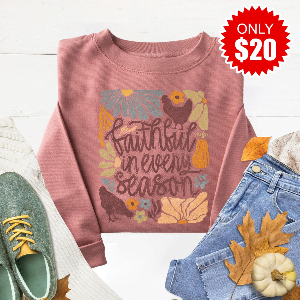 Faith in Every Season Sweatshirt - Heather Mauve - 20 product image 1