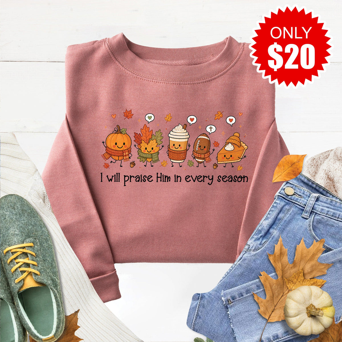Praise Him Sweatshirt - Heather Mauve - 20 product image 1