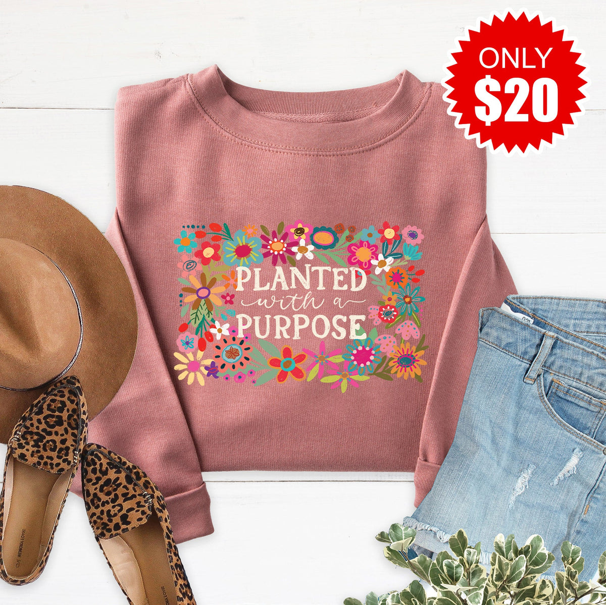 Planted With A Purpose Sweatshirt - Heather Mauve - 20 product image 1